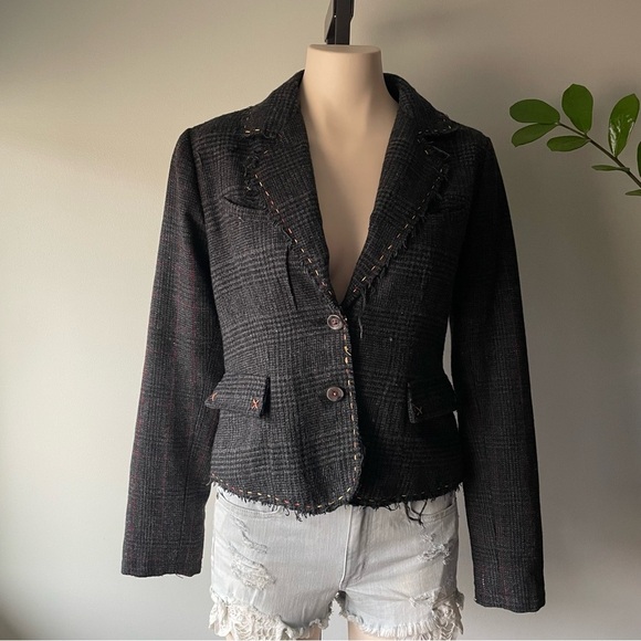 Vintage La Classe Couture Canada Rare Tweed Steam Punk Wool Blend Blazer Jacket - Picture 10 of 13